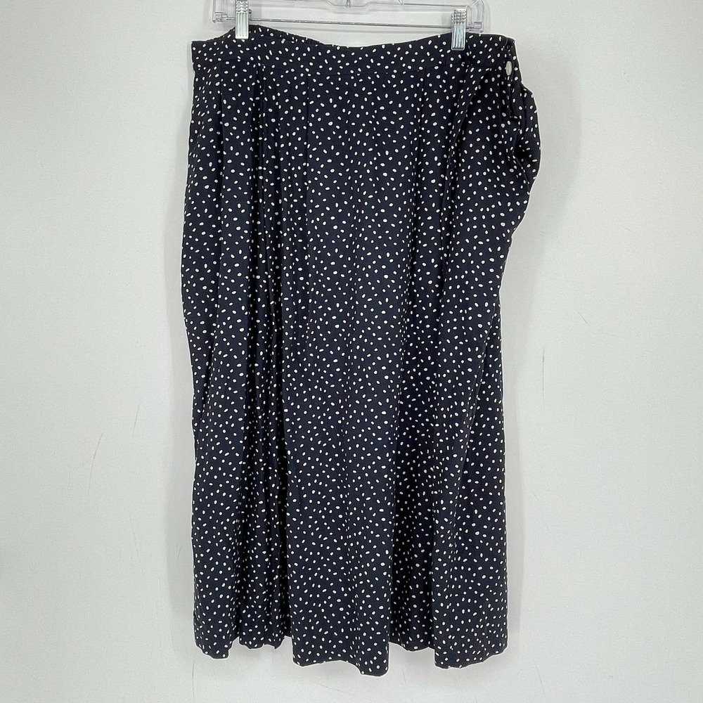 Josephine Women's Vintage 90s Blue Polka Dot Rayon Pinup Midi Skirt Plus Size 3X